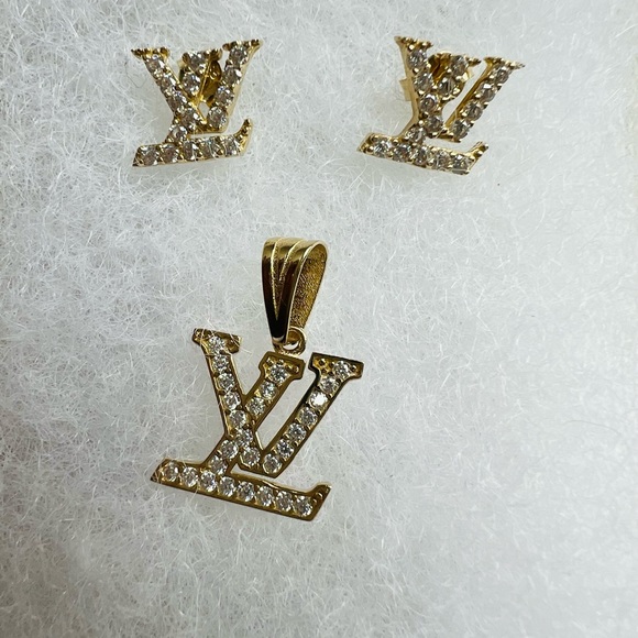 earrings and pendant with 14K gold letters - Picture 6 of 6